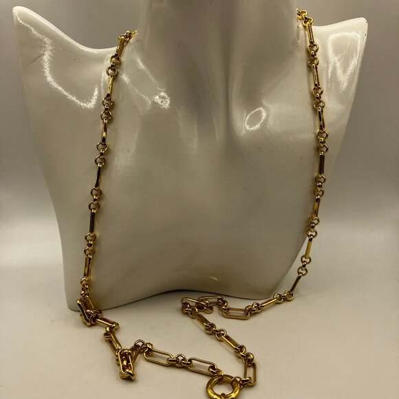 18k Real Gold Plated over Brass Y Lariat Paper Clip 18 inch Chain Shortest One - Picture 12 of 12